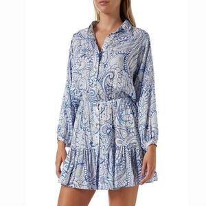 Melissa Odabash Gianna Azzuro Blue Paisley Shirtdress